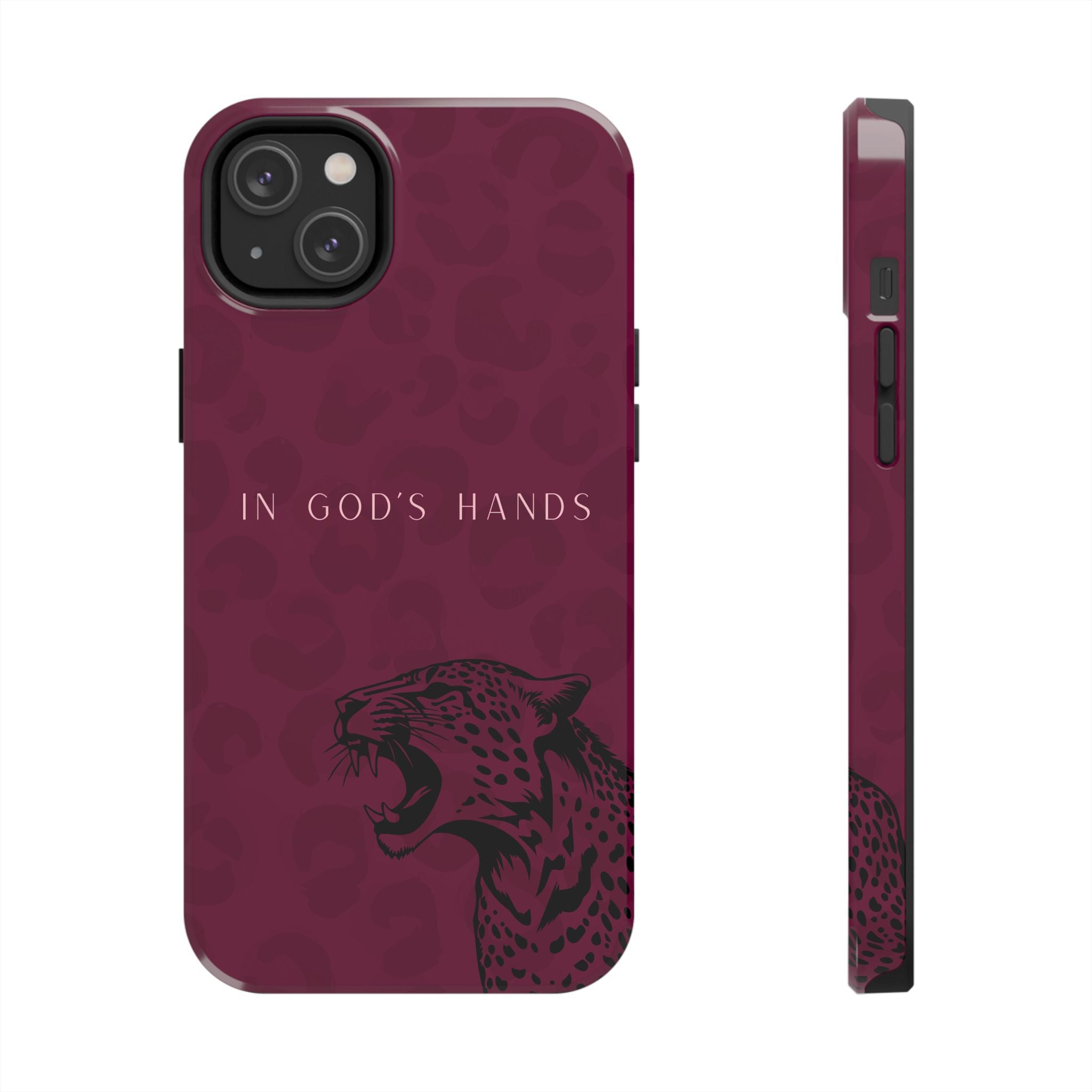 'In God's Hands' Burgundy Leopard Phone Case