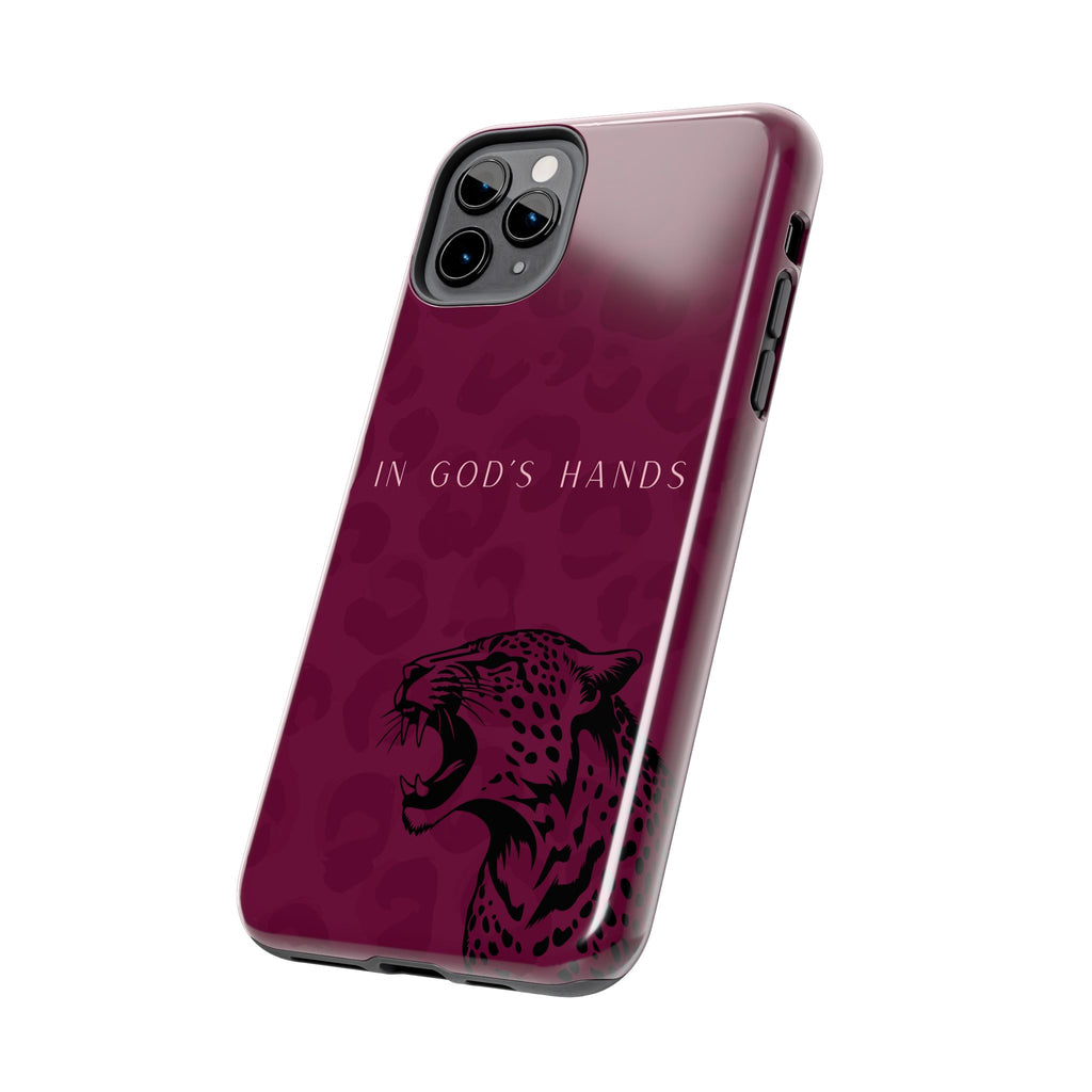 'In God's Hands' Burgundy Leopard Phone Case