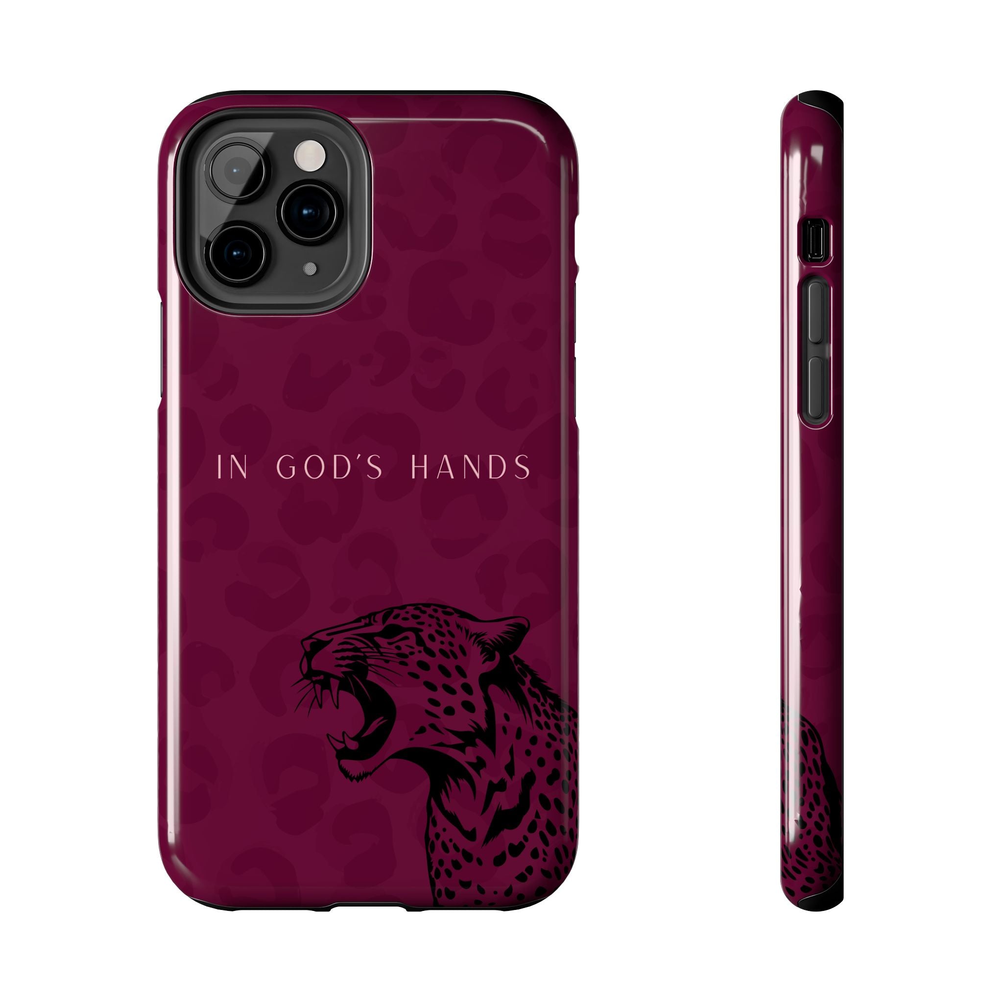 'In God's Hands' Burgundy Leopard Phone Case