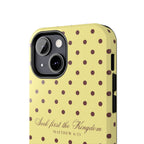 "Seek First the Kingdom" Polka Dot Phone Case — Yellow & Brown