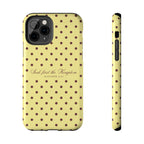 "Seek First the Kingdom" Polka Dot Phone Case — Yellow & Brown