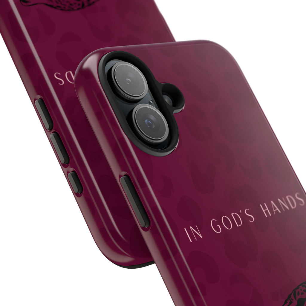'In God's Hands' Burgundy Leopard Phone Case