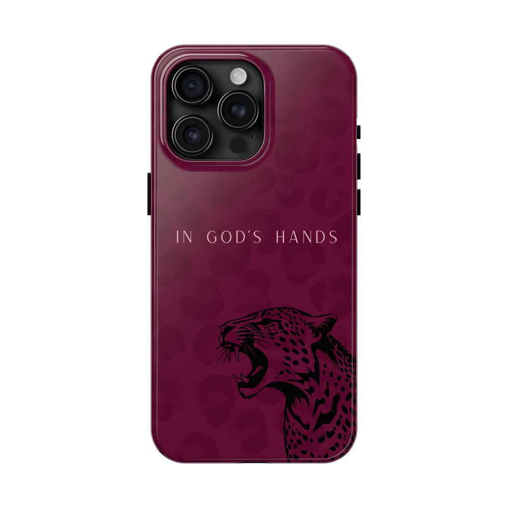 'In God's Hands' Burgundy Leopard Phone Case