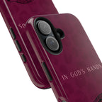 'In God's Hands' Burgundy Leopard Phone Case
