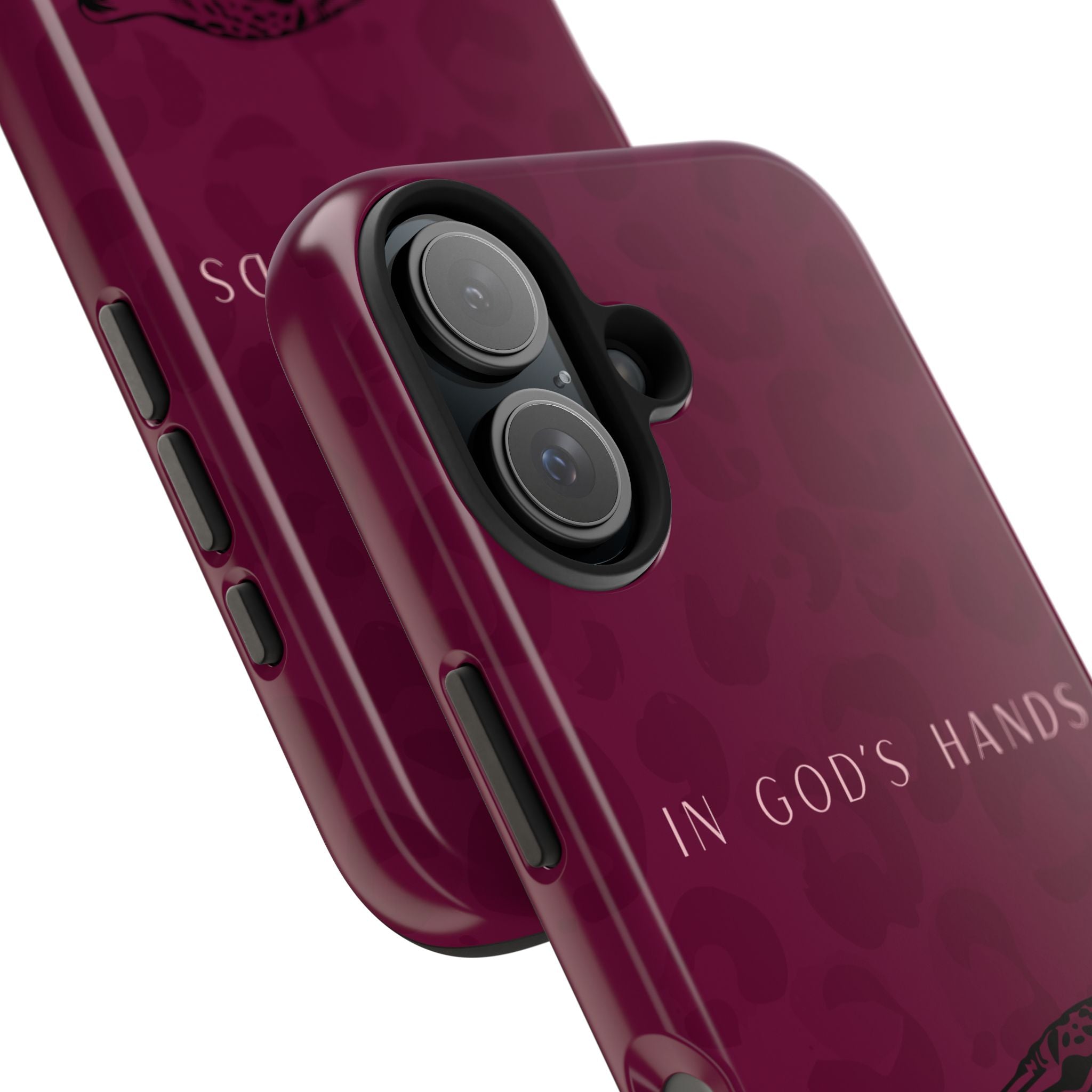 'In God's Hands' Burgundy Leopard Phone Case