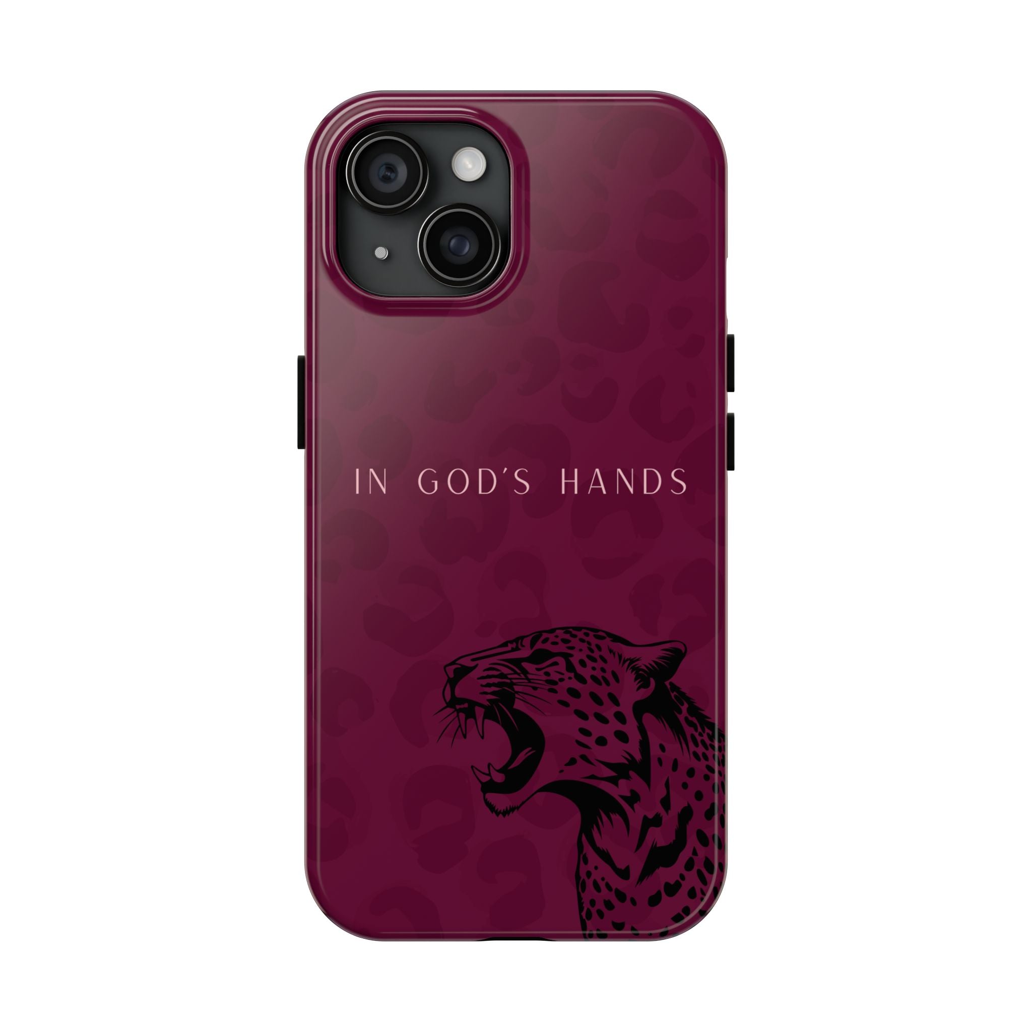 'In God's Hands' Burgundy Leopard Phone Case