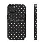 "God Is Within Her" Polka Dot Phone Case — Black & White
