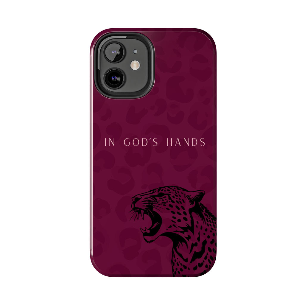 'In God's Hands' Burgundy Leopard Phone Case