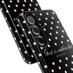 "God Is Within Her" Polka Dot Phone Case — Black & White