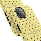 "Seek First the Kingdom" Polka Dot Phone Case — Yellow & Brown