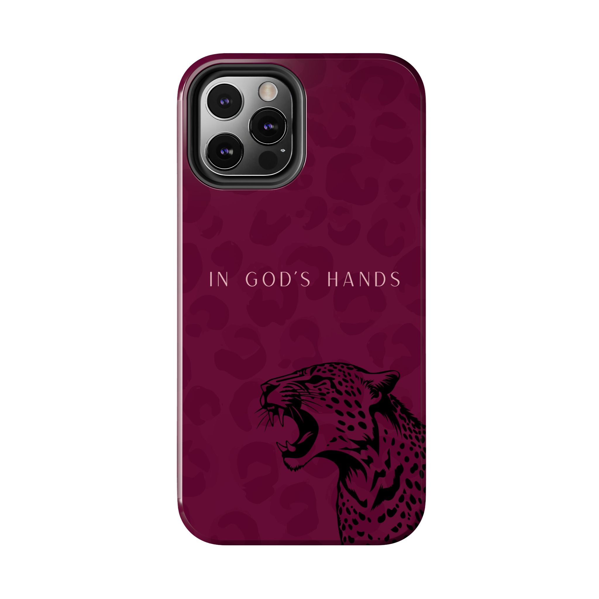 'In God's Hands' Burgundy Leopard Phone Case