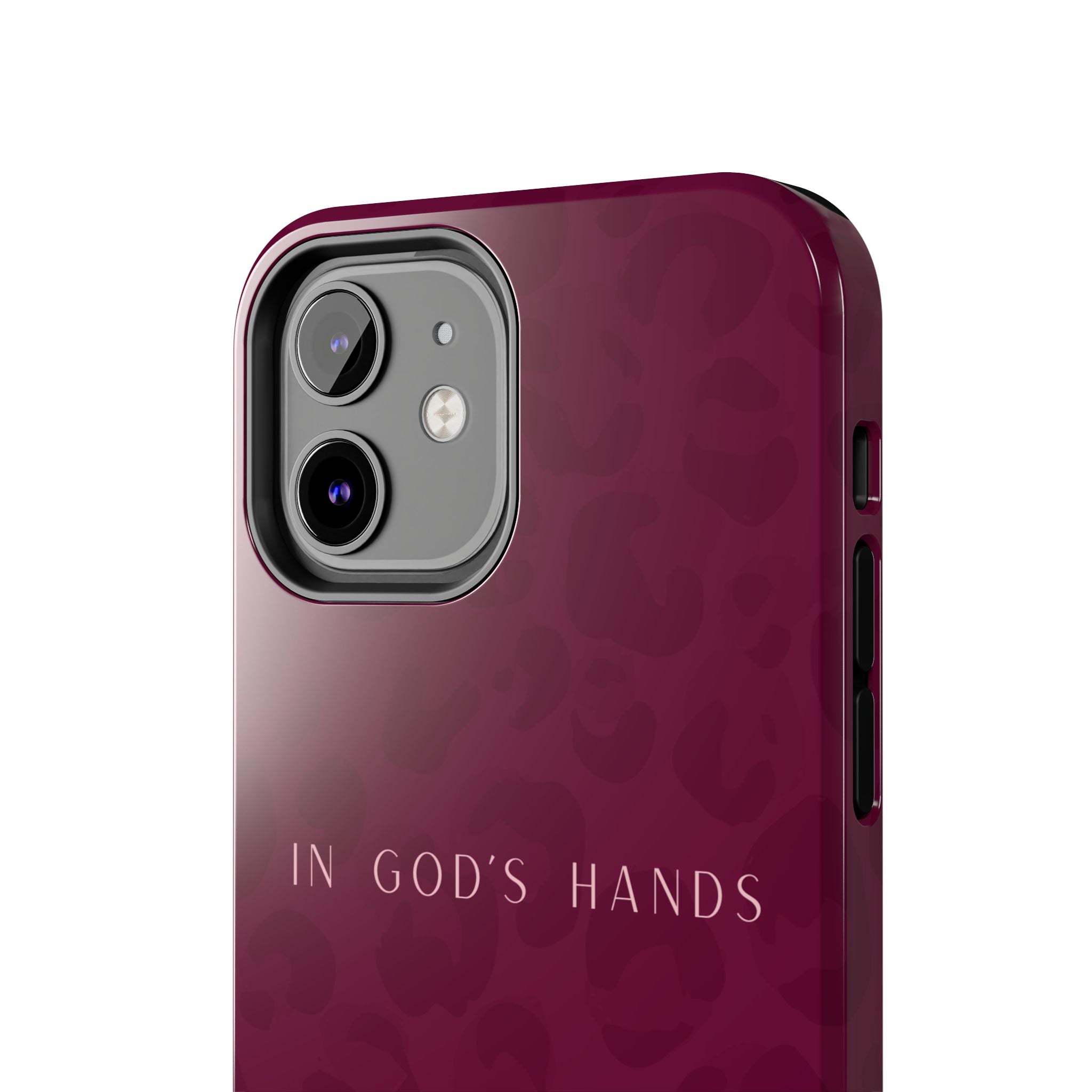 'In God's Hands' Burgundy Leopard Phone Case