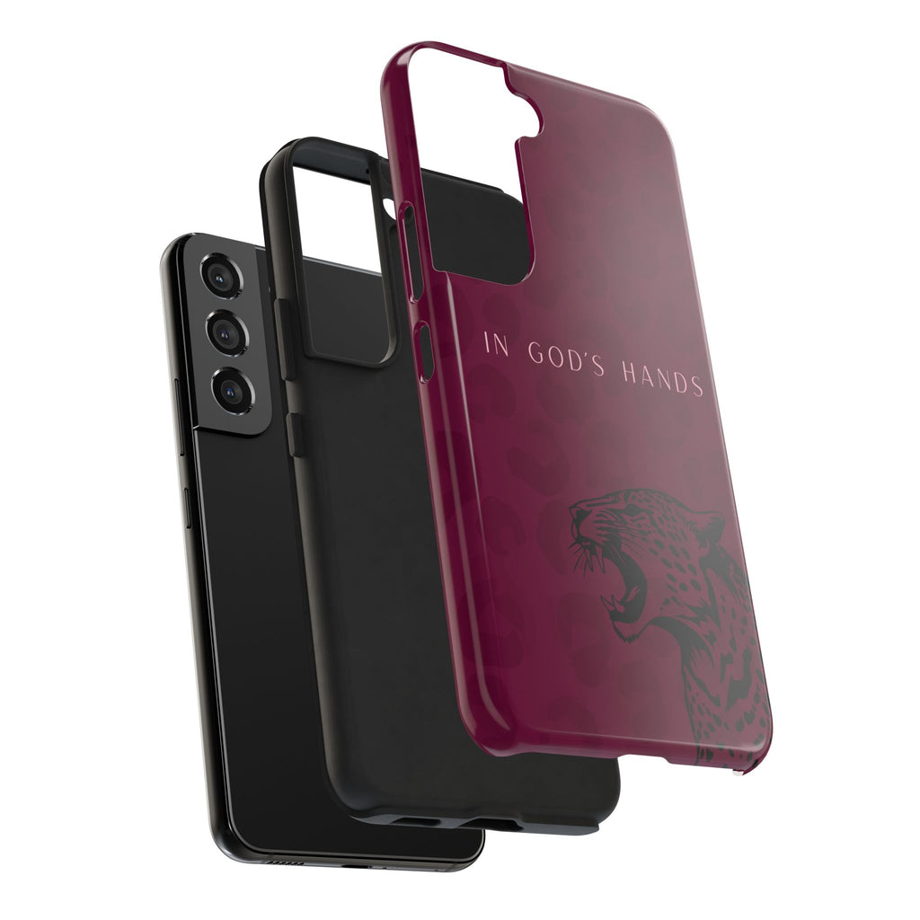 'In God's Hands' Burgundy Leopard Phone Case