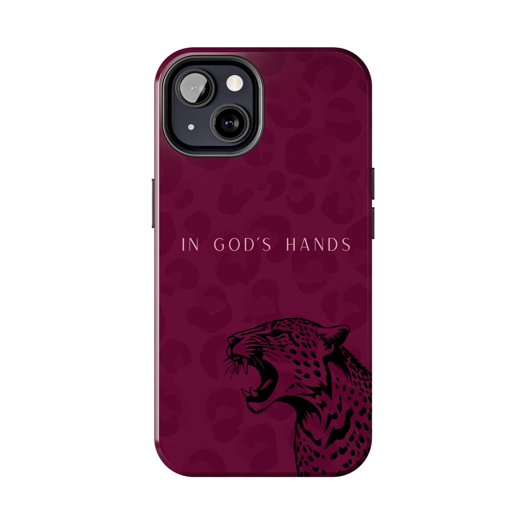 'In God's Hands' Burgundy Leopard Phone Case