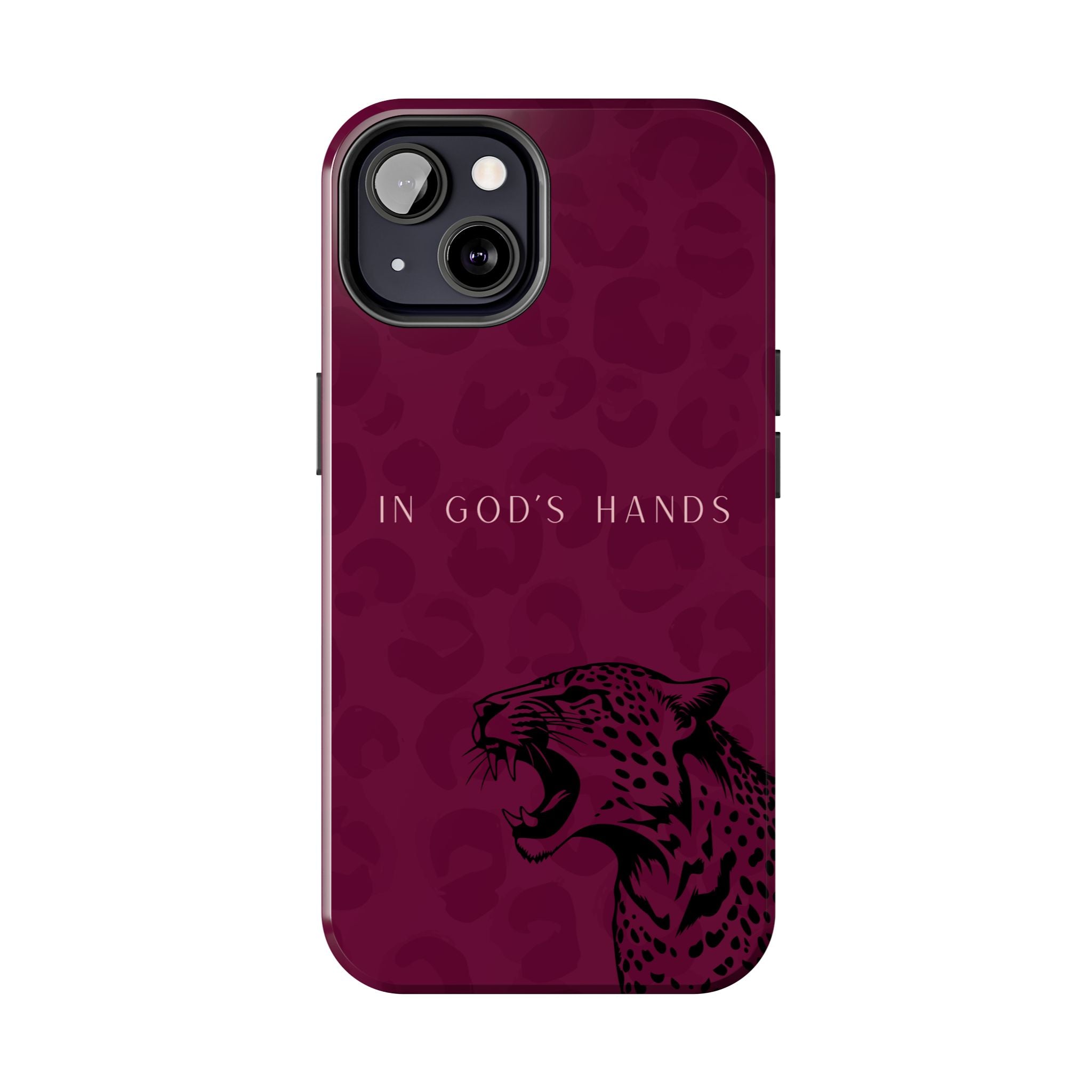 'In God's Hands' Burgundy Leopard Phone Case