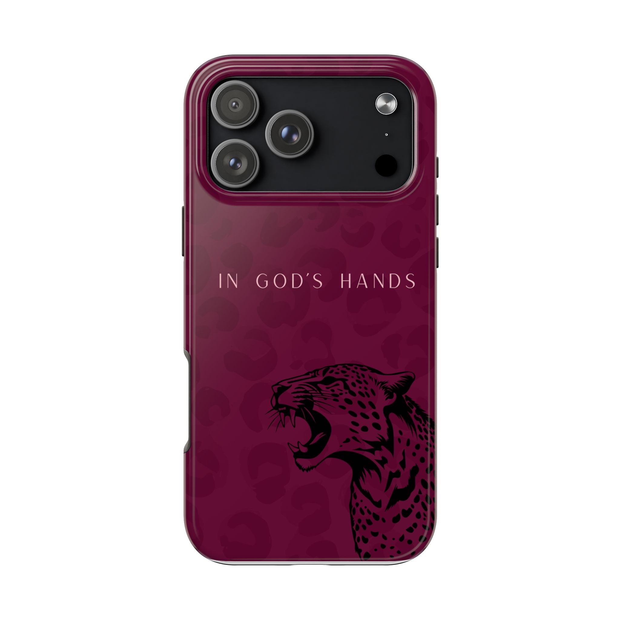 'In God's Hands' Burgundy Leopard Phone Case