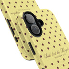 "Seek First the Kingdom" Polka Dot Phone Case — Yellow & Brown