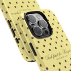 "Seek First the Kingdom" Polka Dot Phone Case — Yellow & Brown
