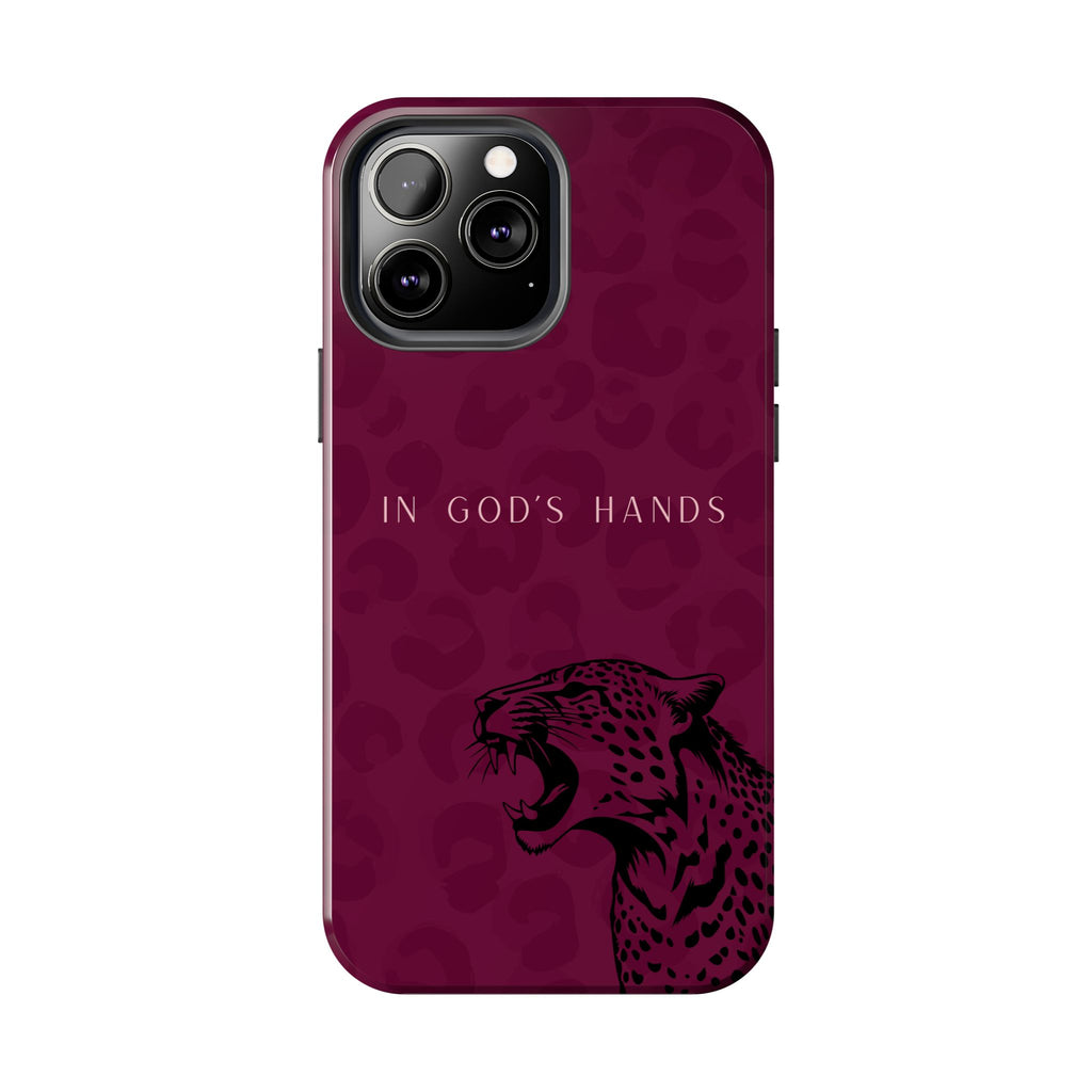 'In God's Hands' Burgundy Leopard Phone Case