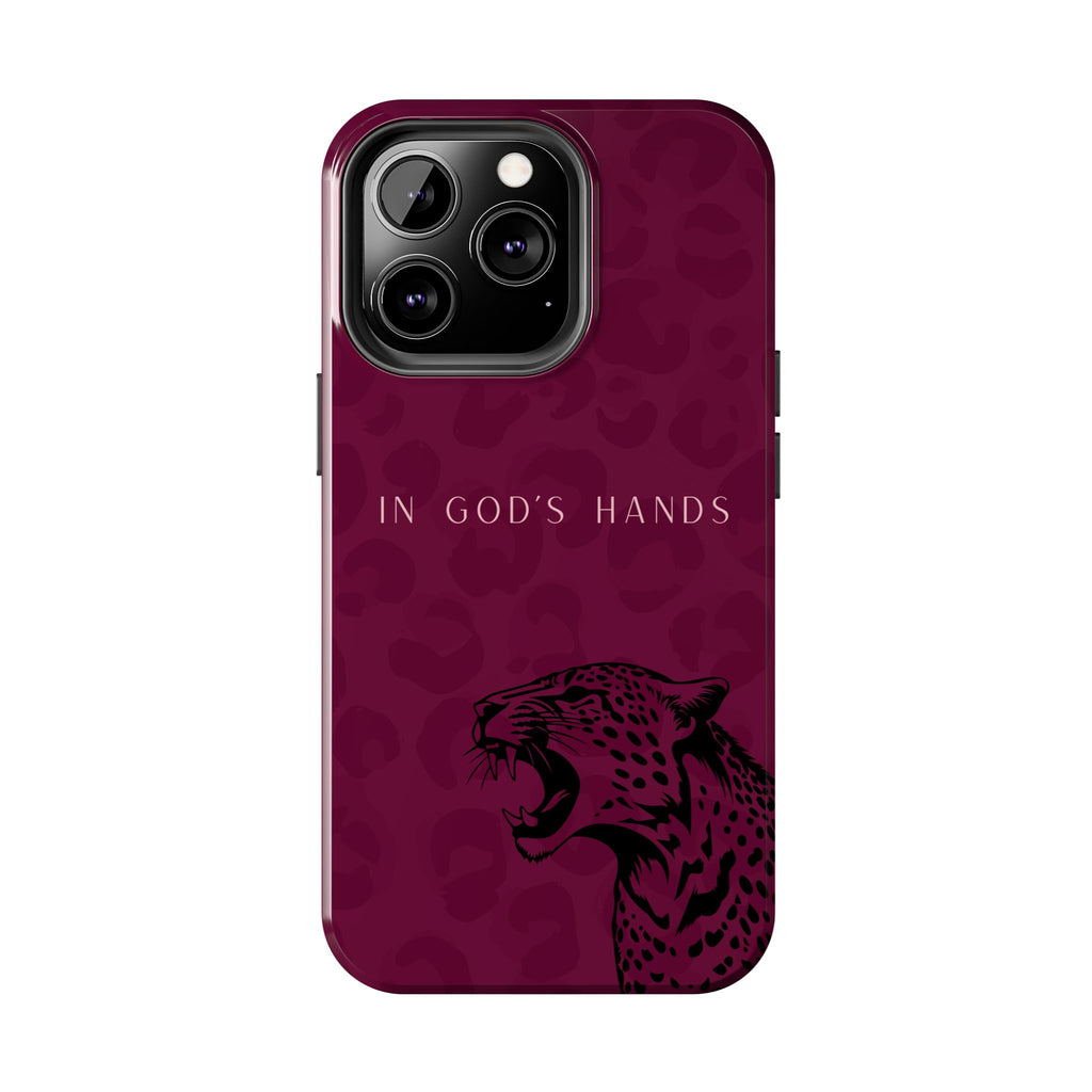 'In God's Hands' Burgundy Leopard Phone Case