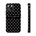 "God Is Within Her" Polka Dot Phone Case — Black & White