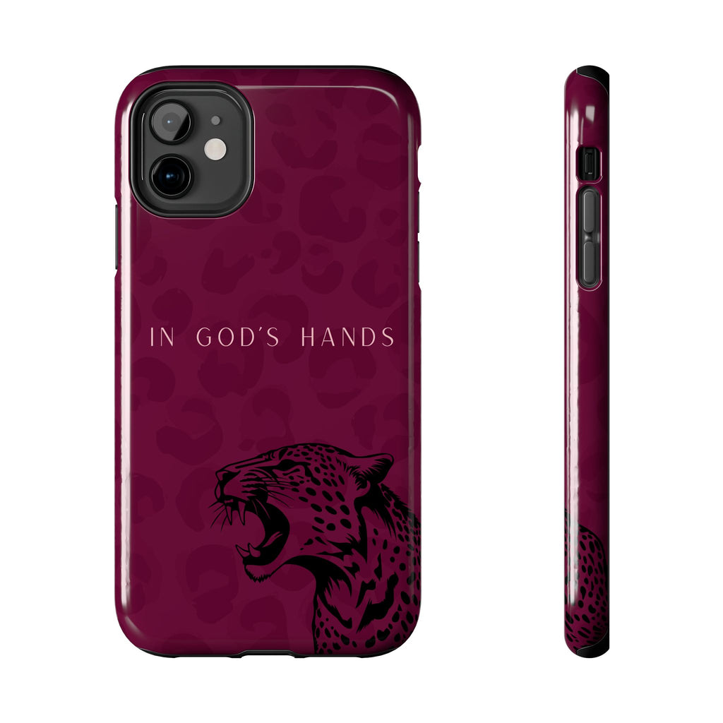 'In God's Hands' Burgundy Leopard Phone Case