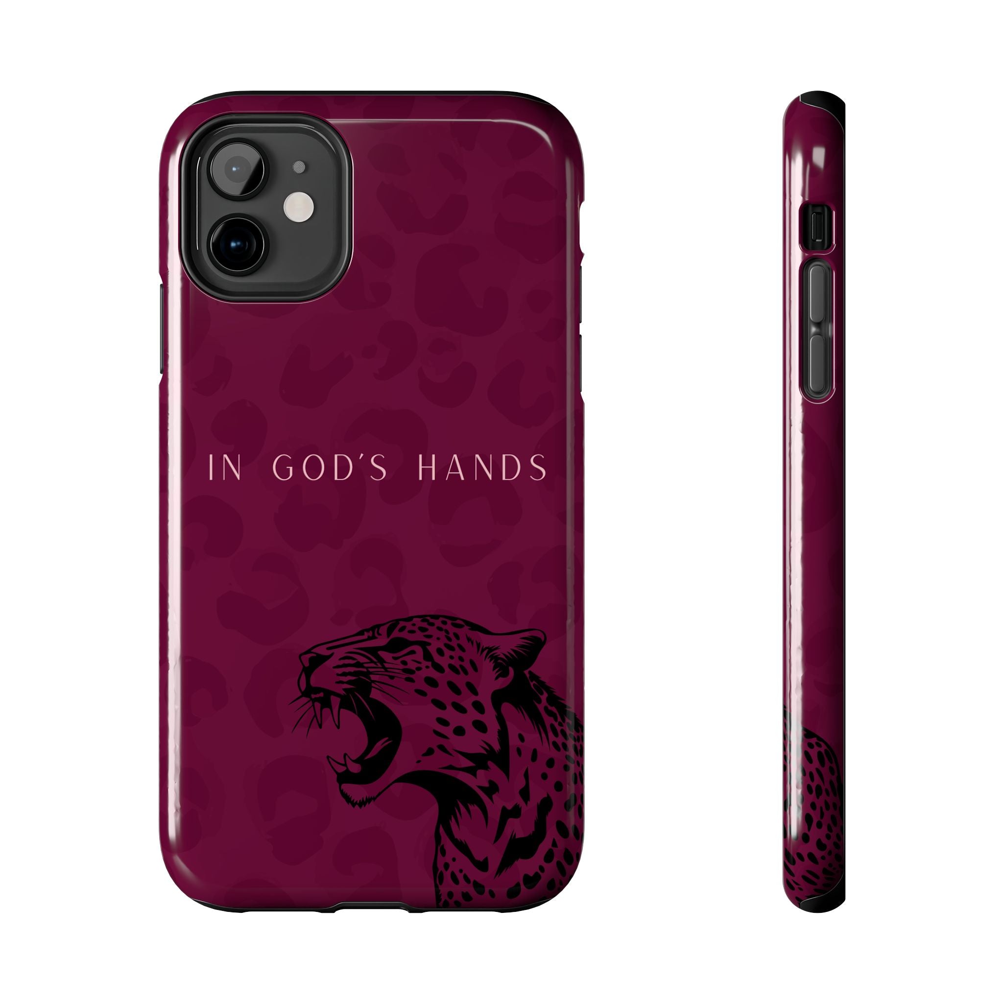 'In God's Hands' Burgundy Leopard Phone Case