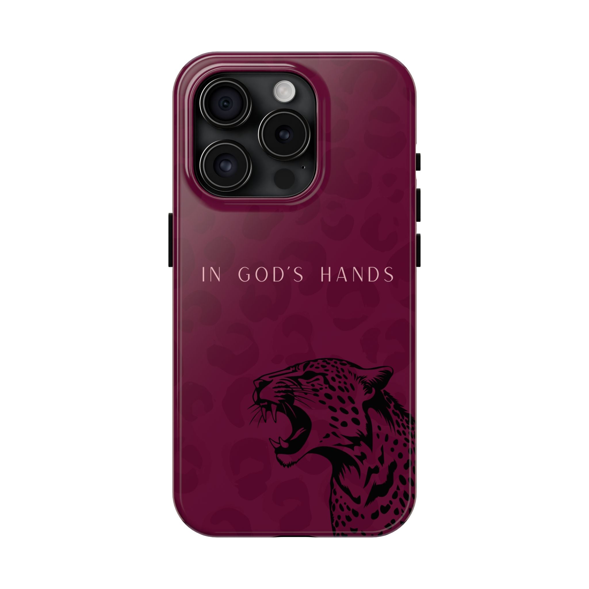 'In God's Hands' Burgundy Leopard Phone Case