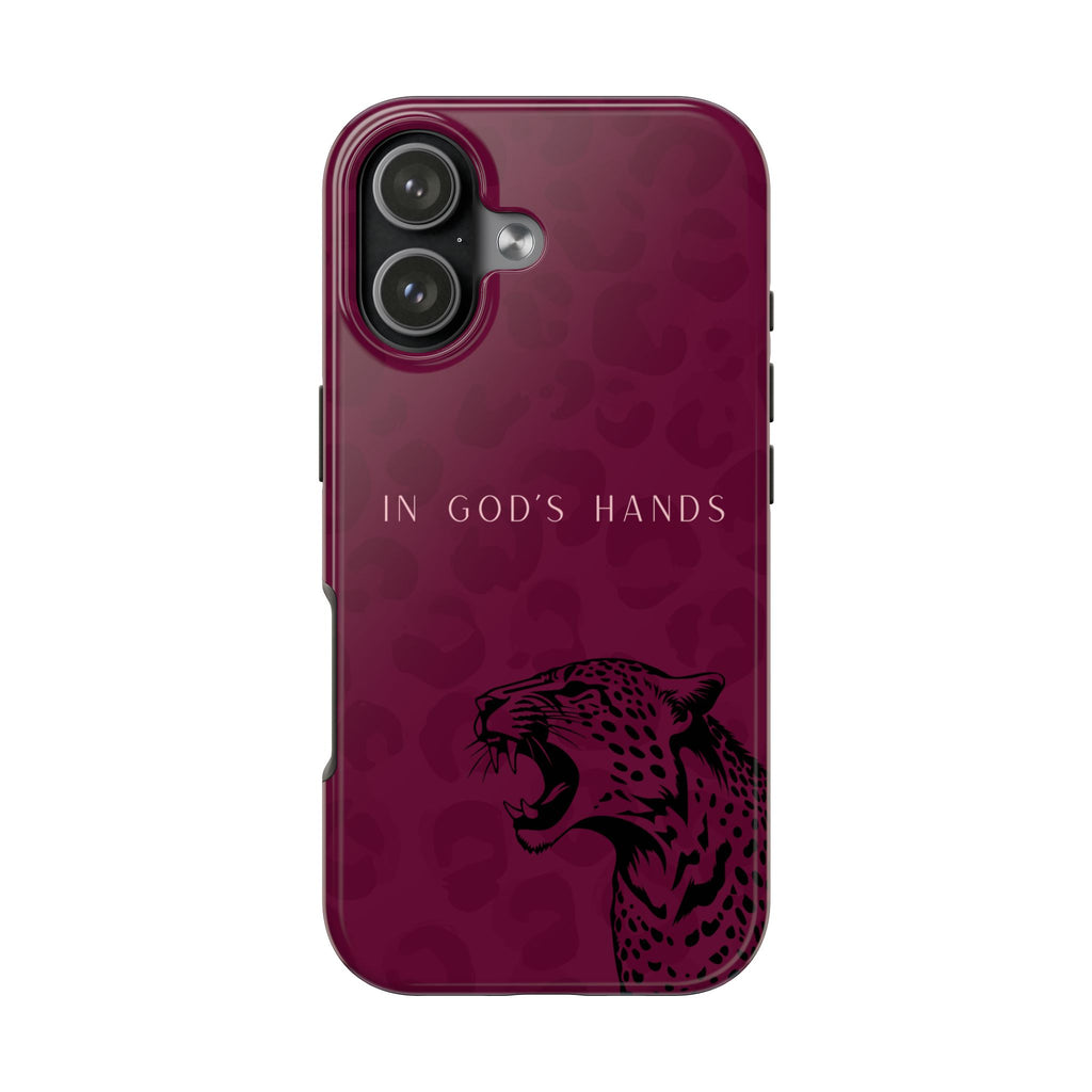 'In God's Hands' Burgundy Leopard Phone Case