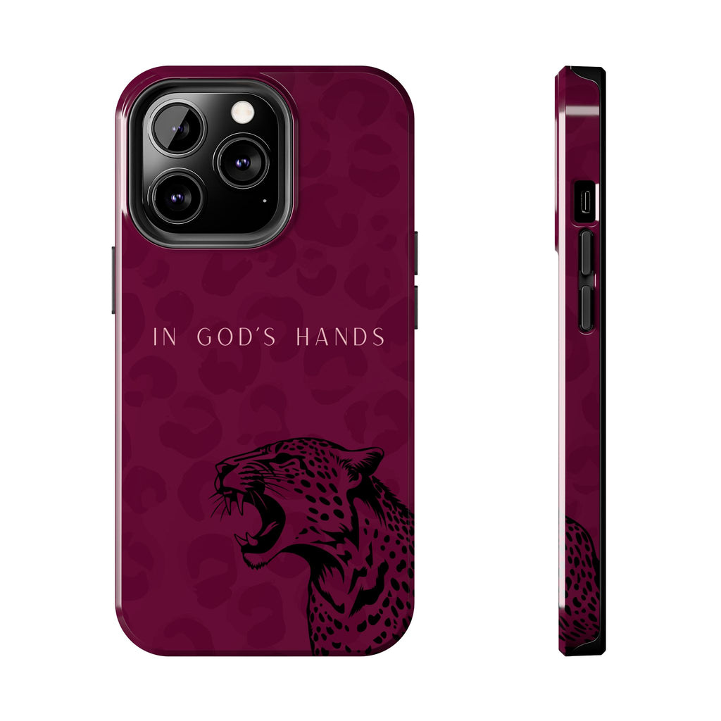 'In God's Hands' Burgundy Leopard Phone Case