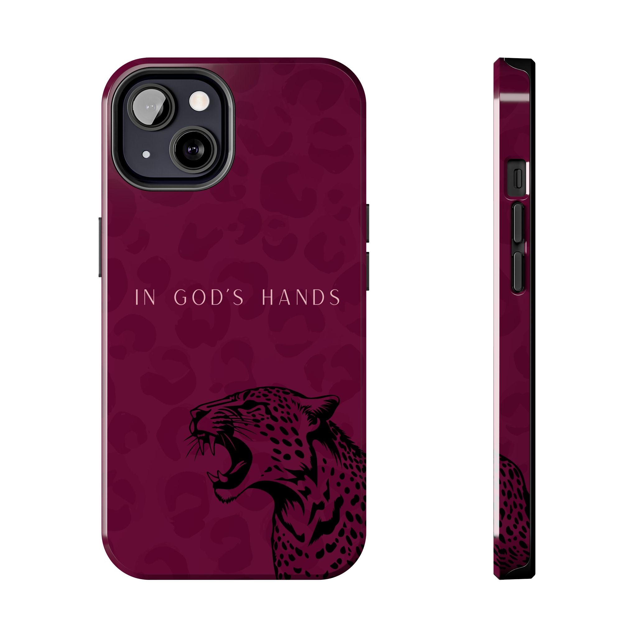 'In God's Hands' Burgundy Leopard Phone Case