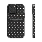 "God Is Within Her" Polka Dot Phone Case — Black & White