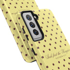 "Seek First the Kingdom" Polka Dot Phone Case — Yellow & Brown