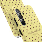 "God Is Within Her" Polka Dot Phone Case — Yellow & Brown