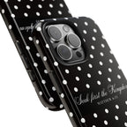 Polka Dot 'Seek First the Kingdom' Phone Case — Black & White