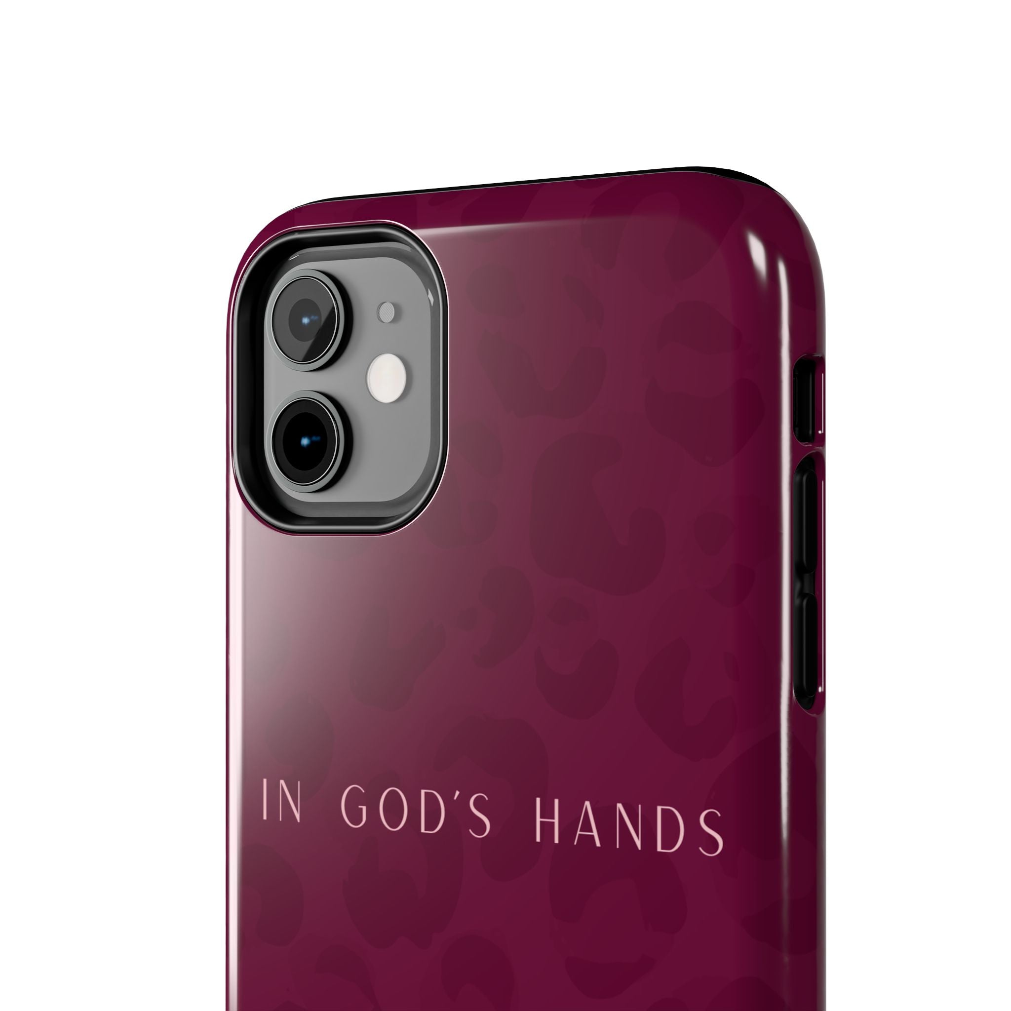 'In God's Hands' Burgundy Leopard Phone Case
