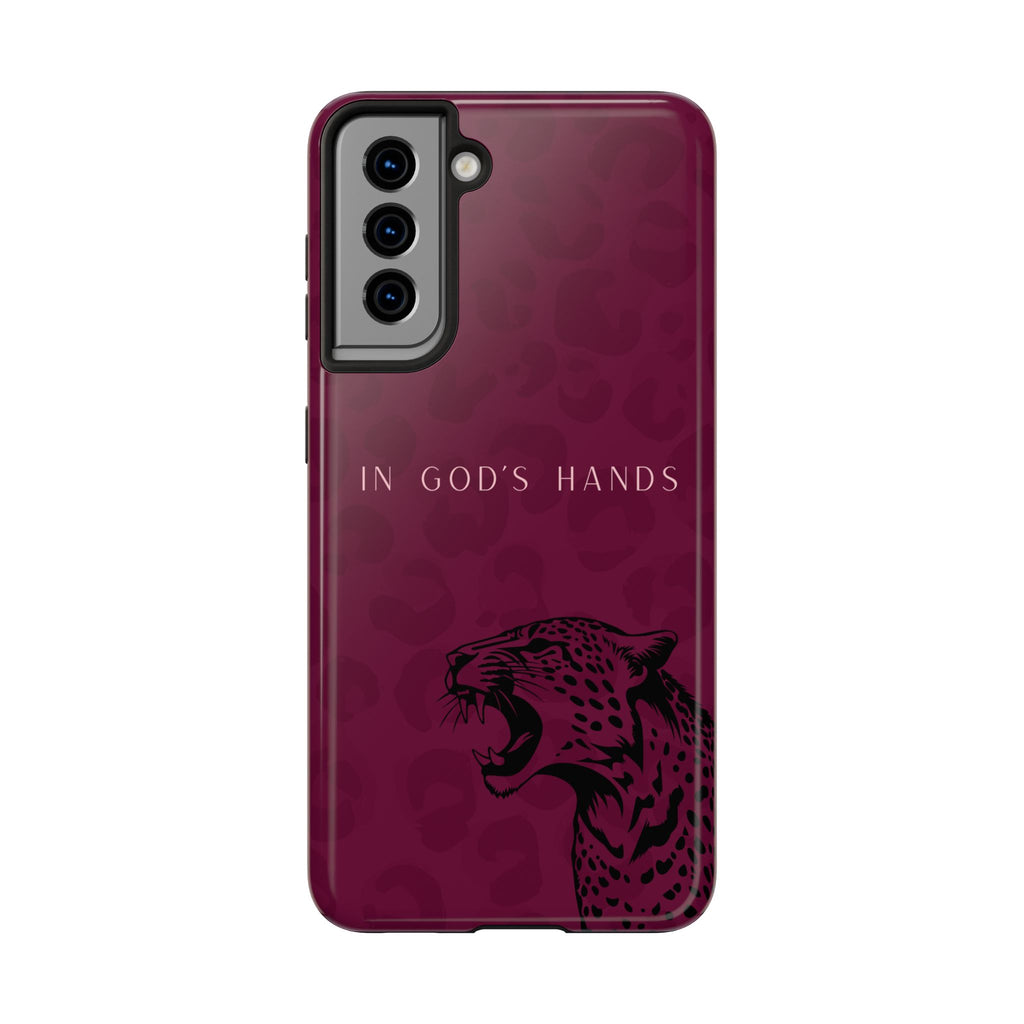 'In God's Hands' Burgundy Leopard Phone Case