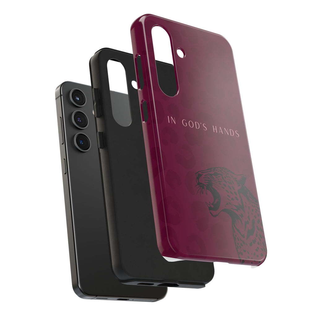 'In God's Hands' Burgundy Leopard Phone Case