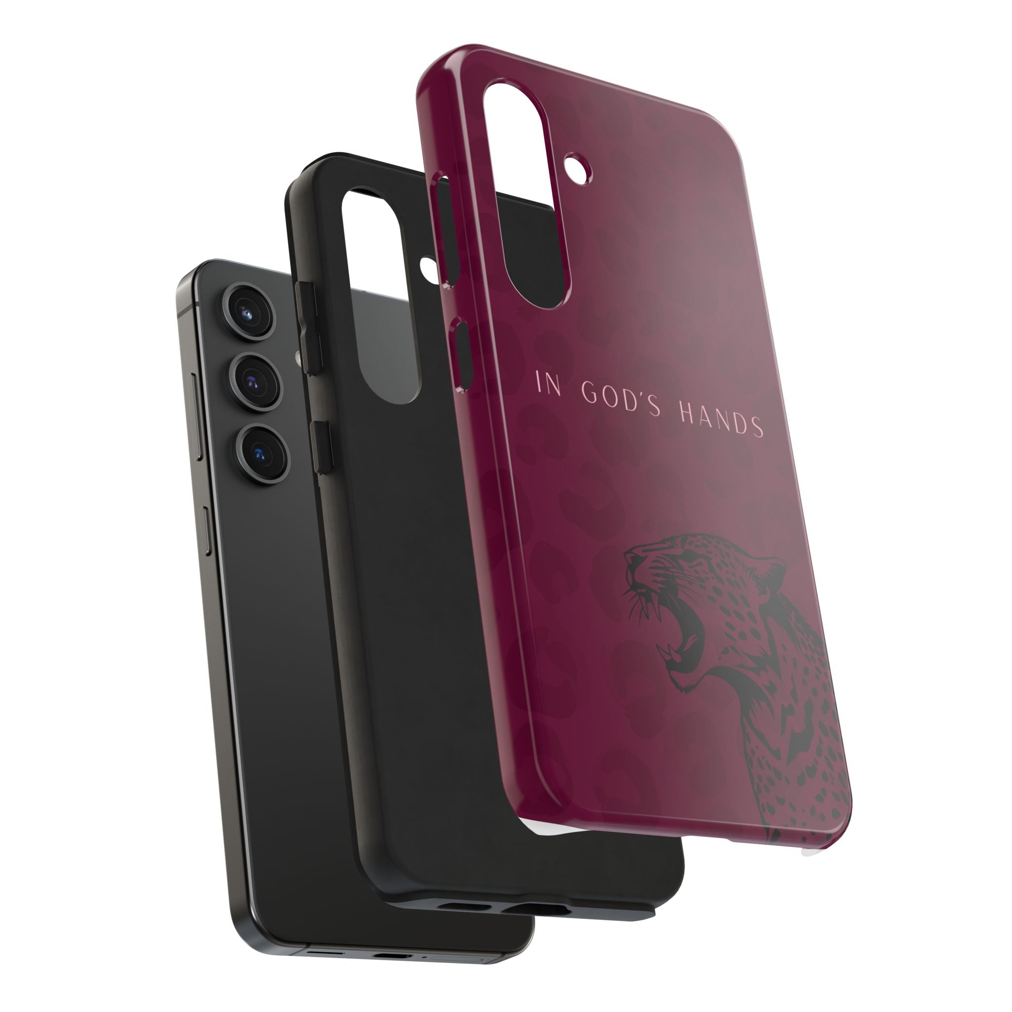 'In God's Hands' Burgundy Leopard Phone Case
