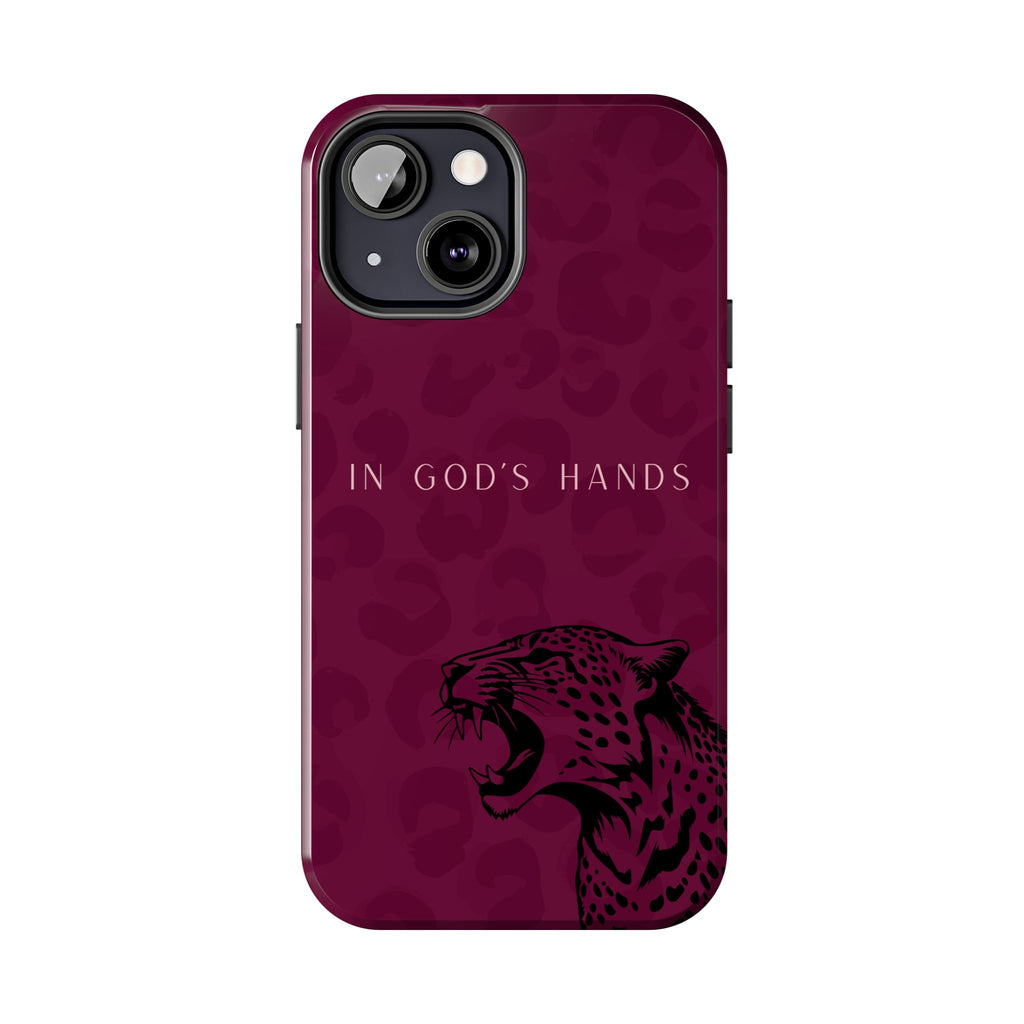 'In God's Hands' Burgundy Leopard Phone Case