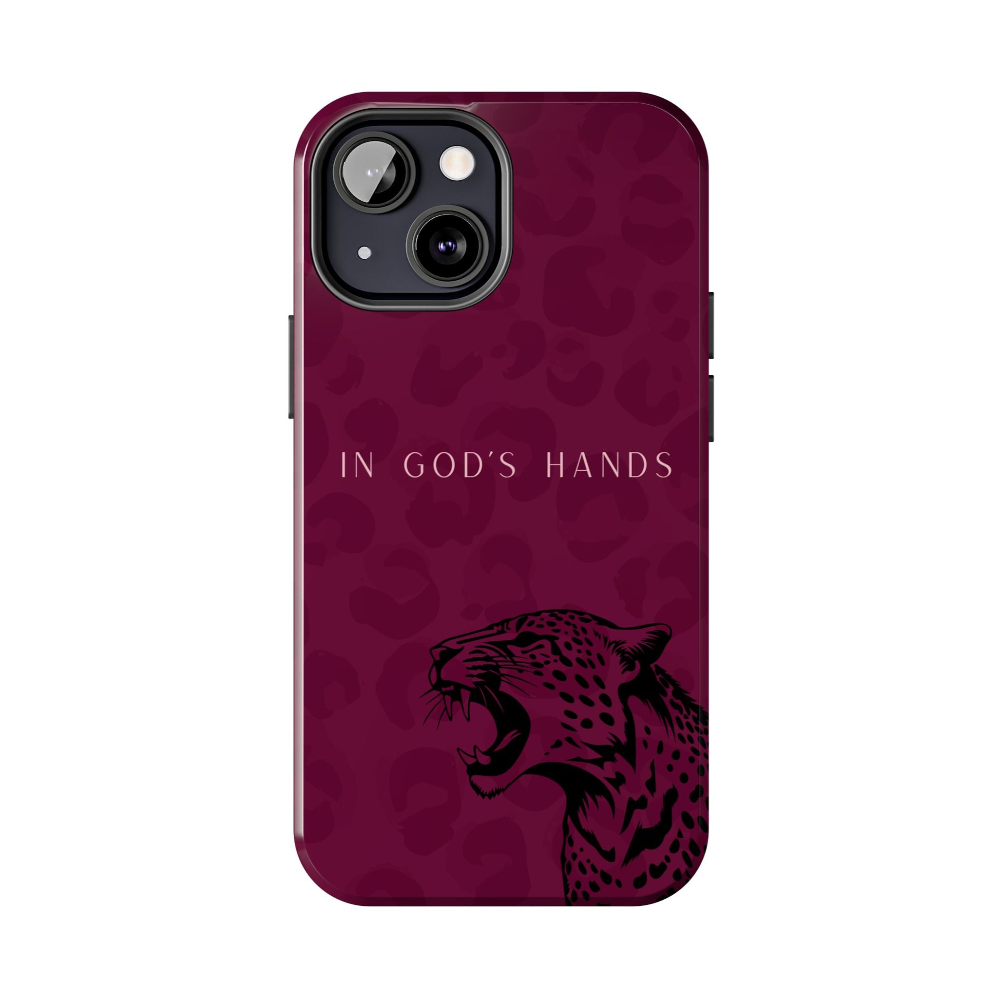'In God's Hands' Burgundy Leopard Phone Case