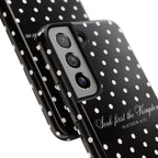 Polka Dot 'Seek First the Kingdom' Phone Case — Black & White