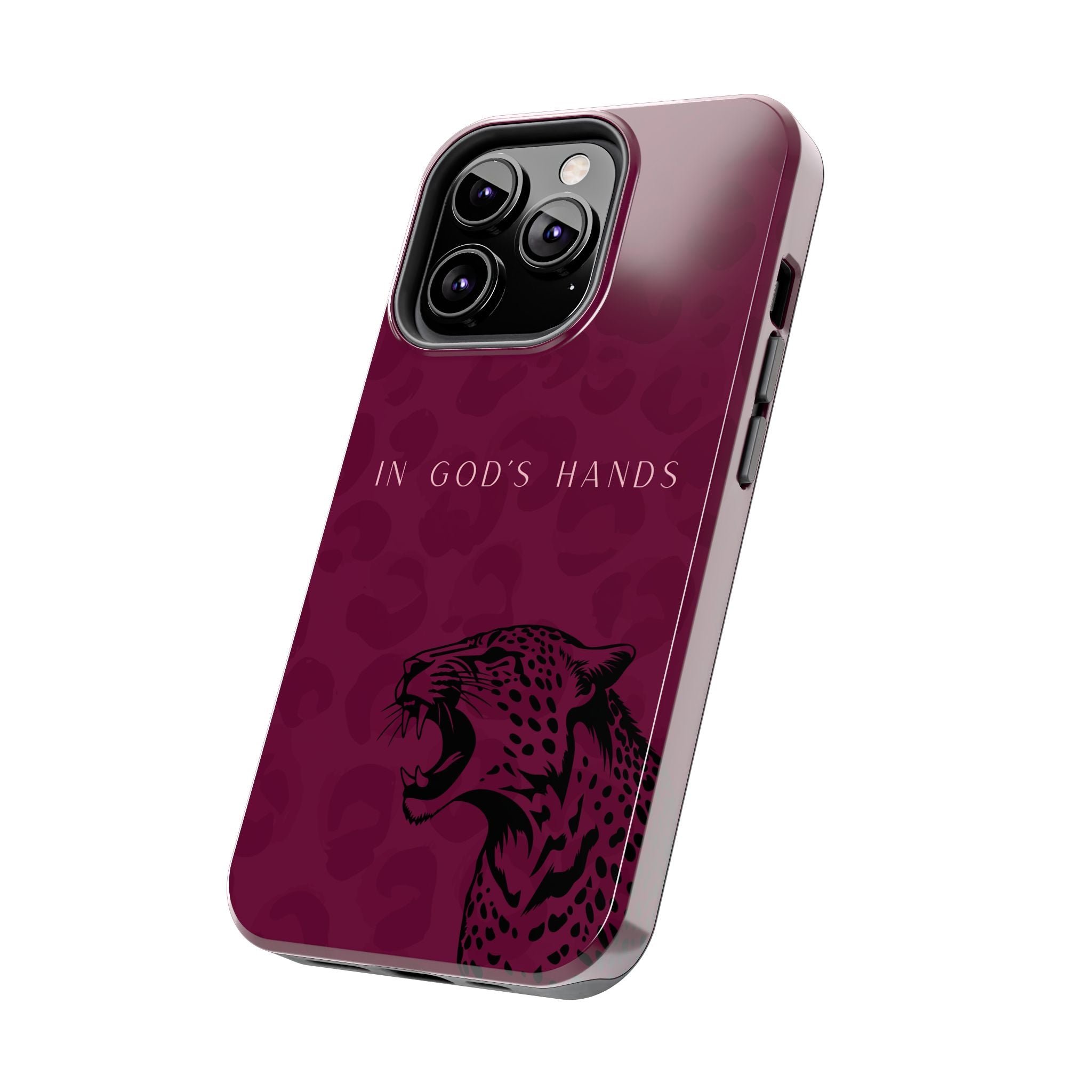 'In God's Hands' Burgundy Leopard Phone Case