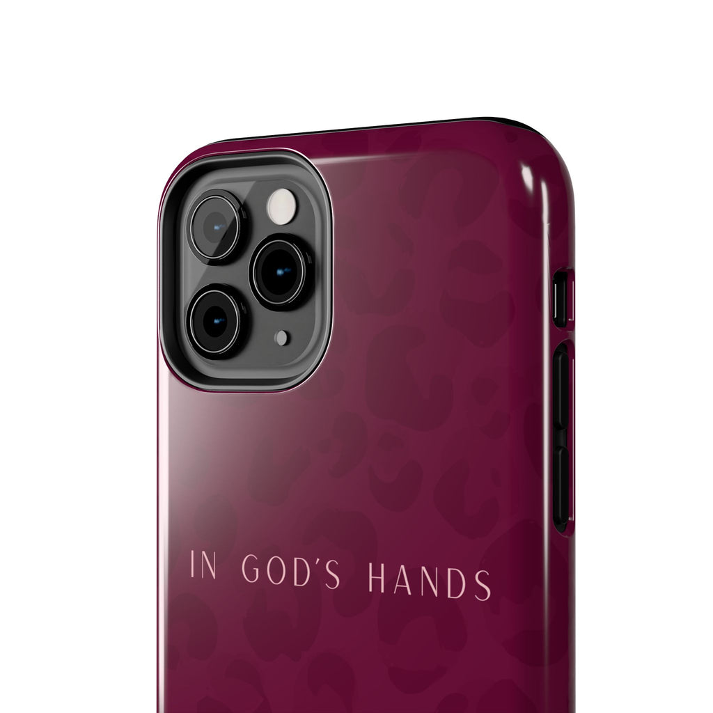 'In God's Hands' Burgundy Leopard Phone Case