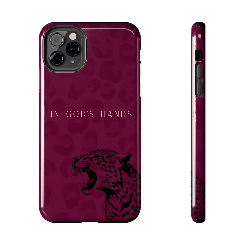 'In God's Hands' Burgundy Leopard Phone Case