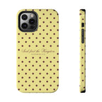"Seek First the Kingdom" Polka Dot Phone Case — Yellow & Brown