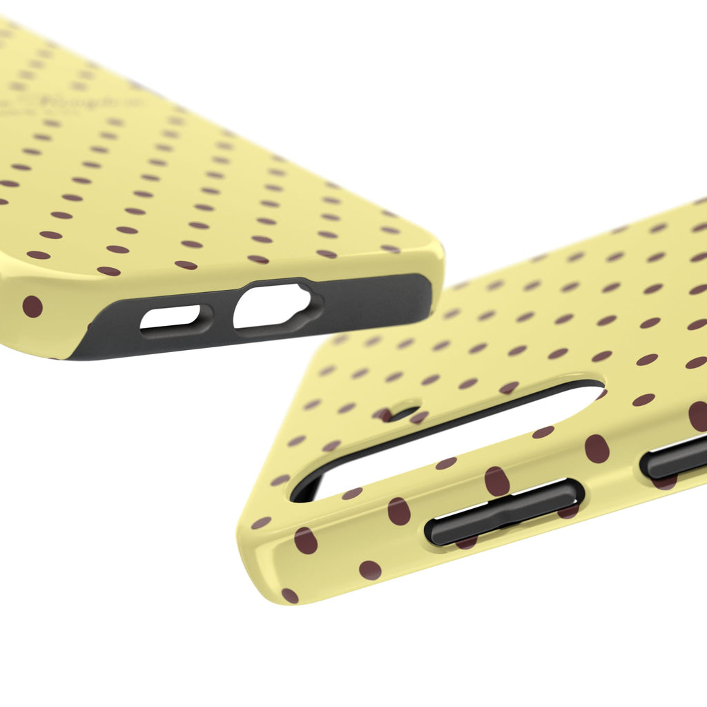 "Seek First the Kingdom" Polka Dot Phone Case — Yellow & Brown