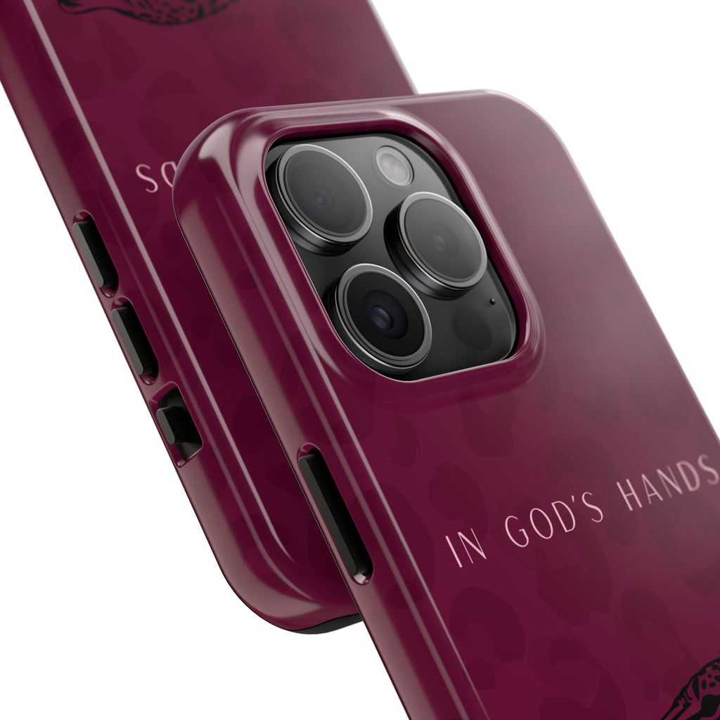 'In God's Hands' Burgundy Leopard Phone Case