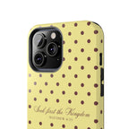"Seek First the Kingdom" Polka Dot Phone Case — Yellow & Brown