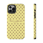 "God Is Within Her" Polka Dot Phone Case — Yellow & Brown